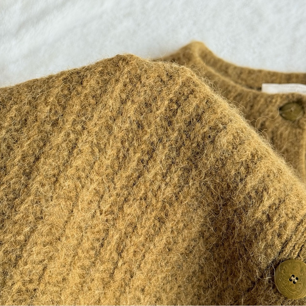 Sezane Moss Green Wool Blend Button Cardigan - Picture 8 of 11